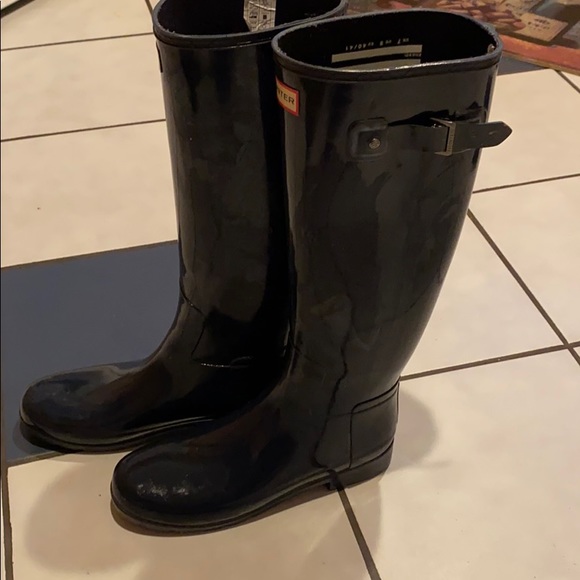 Navy hunter tall rain boots - Picture 2 of 3